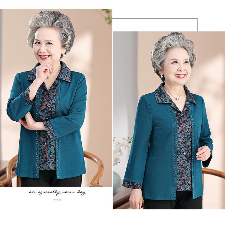Elegant Spring & Autumn Shirt for Mother-in-law - Stylish Outfit for Middle-Aged & Elderly Women