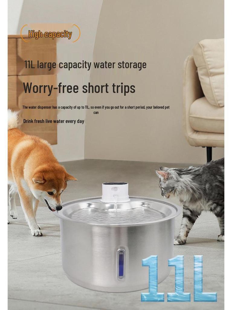 Smart Stainless Steel Pet Drinking Fountain with Auto Circulation