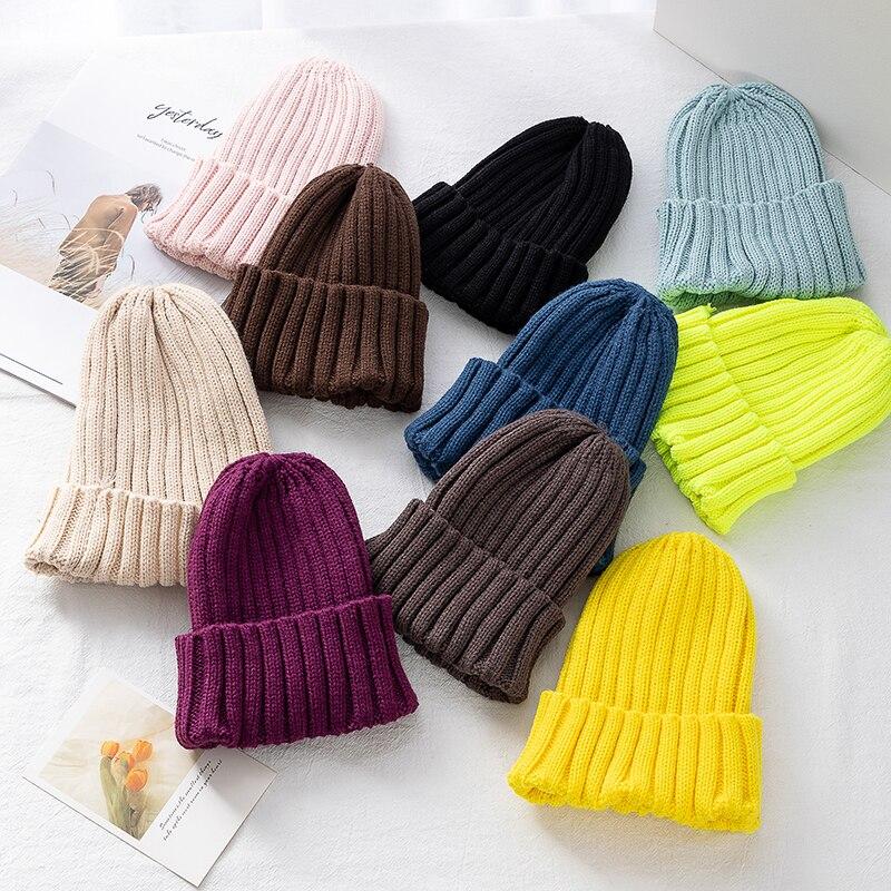 Classic Daily Women's Winter Hat Solid Warm Soft Hip Hop Autumn Knitted Hats Canady Colors Streetwear Beanies Cap