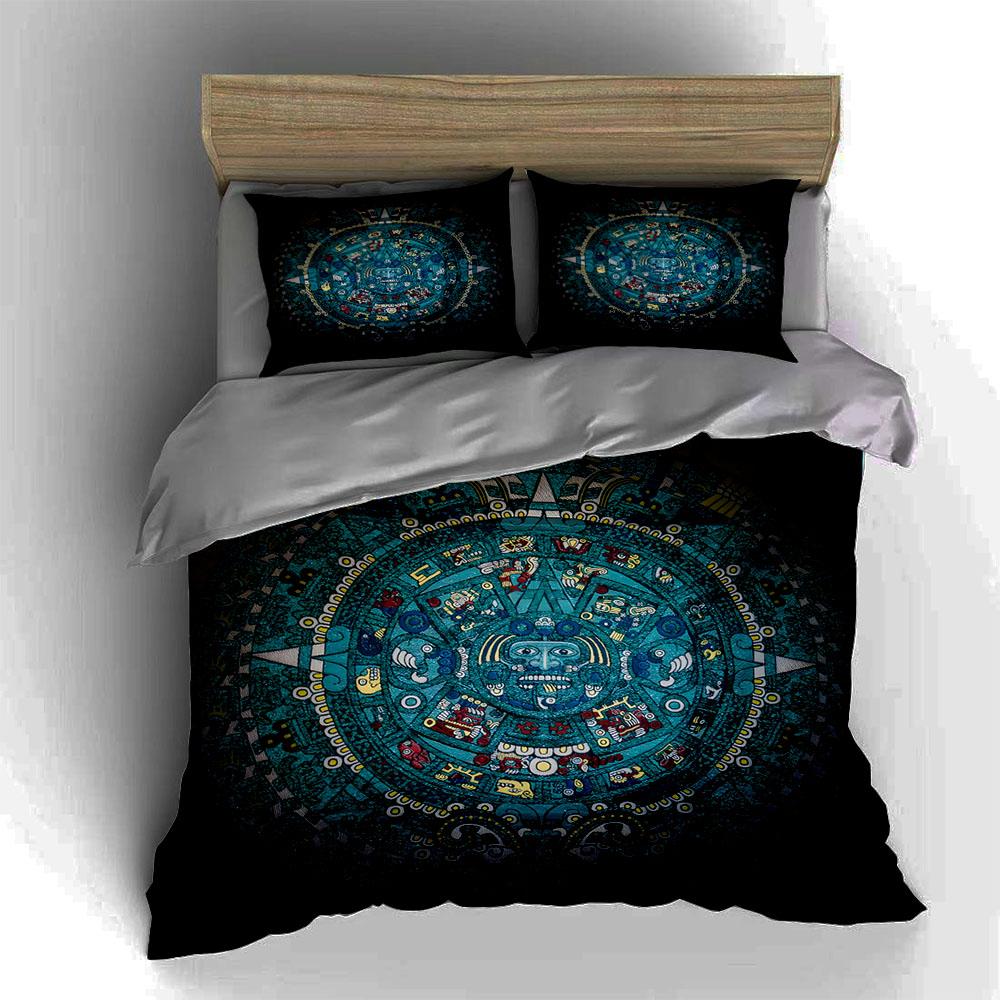 Aztec-inspired circular motif Bedding Duvet cover sets Duvet covers Pillowcases gifts (1 * Duvet Cover 2 * Pillowcases, without duvet insert)