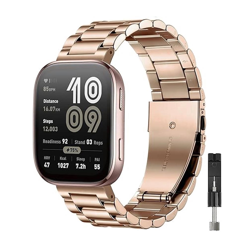 Metal Watch Band for Amazfit Bip 6/5/Active 2/3/Max/Balance 2/T-Rex 3 Belt Stainless Steel Bracelet Correa Amazfit Helio Strap