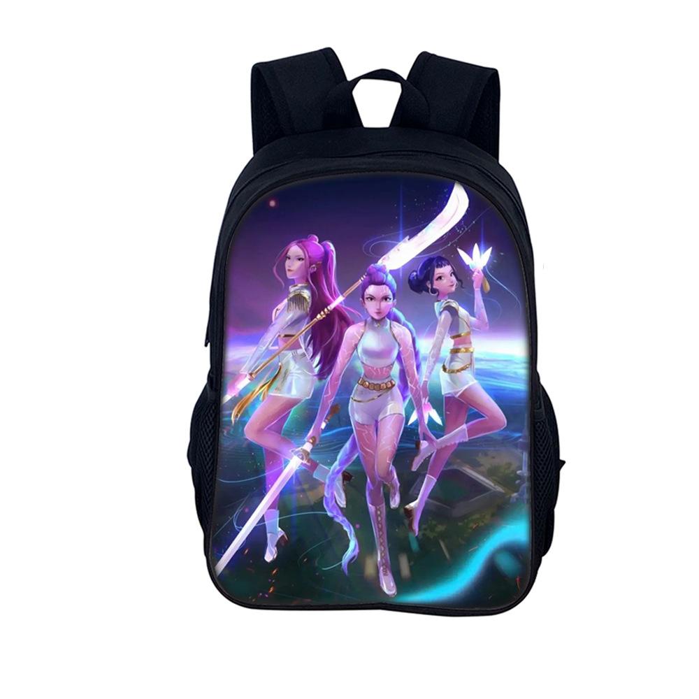 Rucsac cu imprimeu Kpop Huntrix, stil de 16 inch, pentru elevi de școală primară și gimnazială (Grup de fete vrăjitoare)