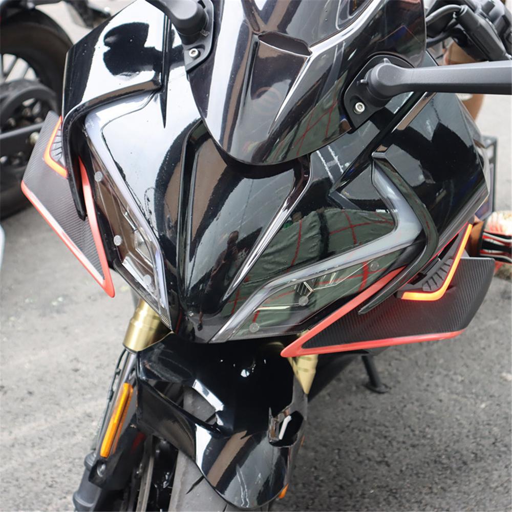 

2Pcs Motorcycle Aerodynamic Front Side Spoilers with Light Decoration Sticker