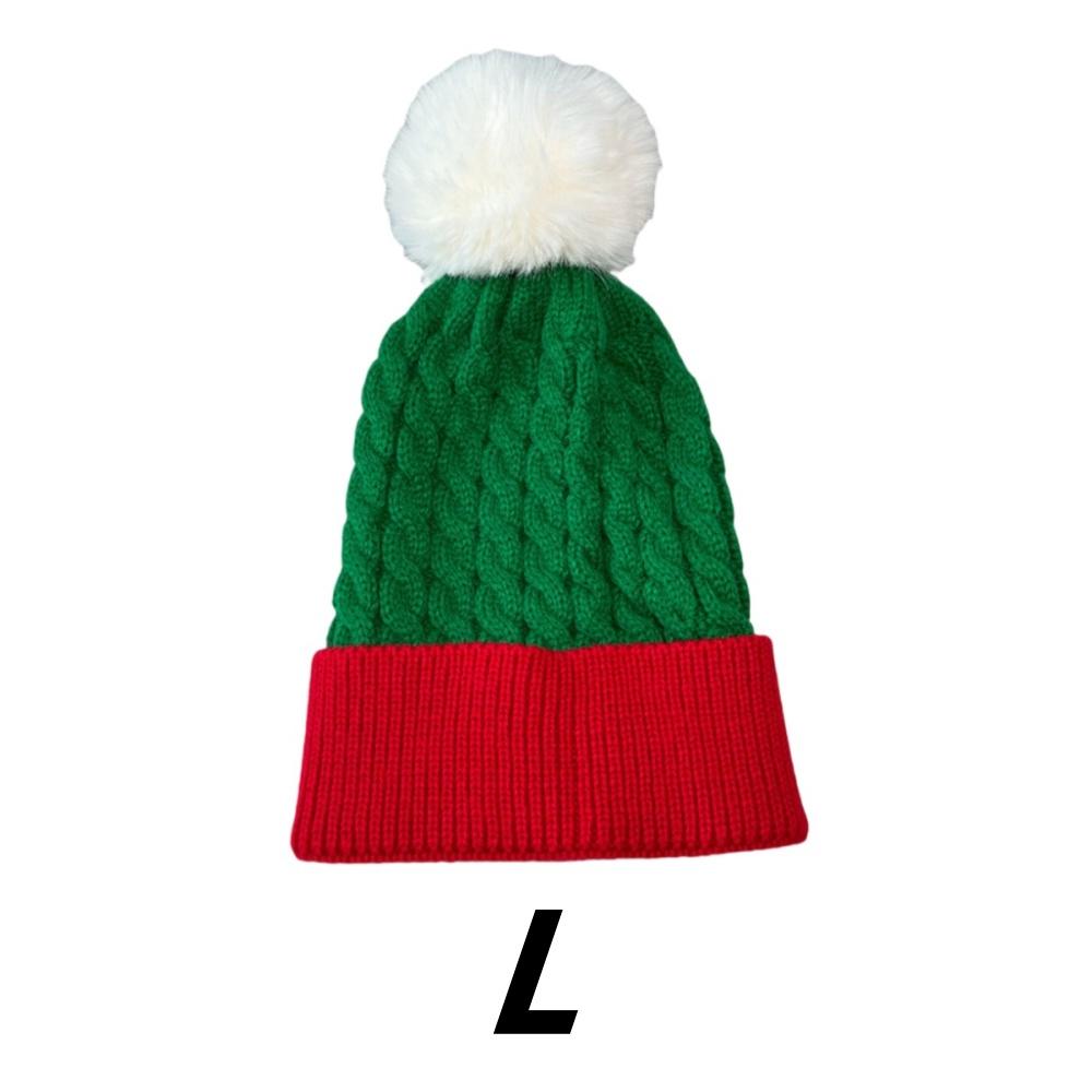 1PC/2PCS Fluffy Balls Christmas Knitted Hat Winter Beanie Santa Hat 2026 New Year Party Kids Gift Navidad Noel Xmas Decoration