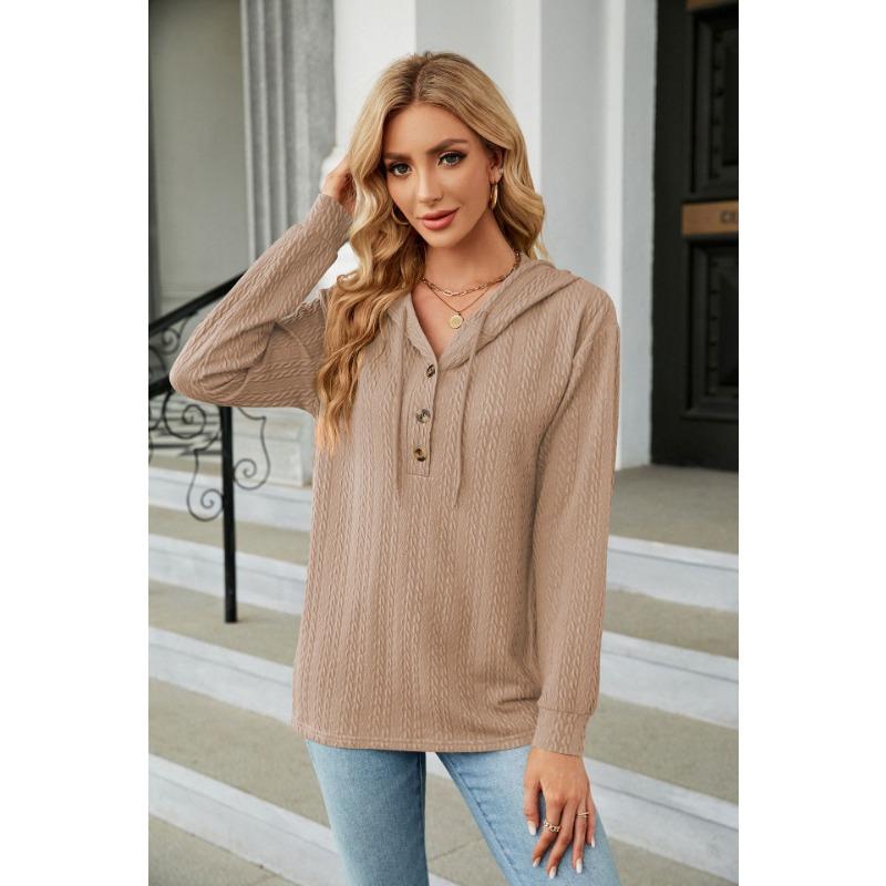 YYFS Women's Fashion Casual Solid Color Print Long Sleeve Hooded Hoodies & Sweatshirts