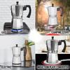 Aluminium Moka Kanne Kaffeemaschine in verschiedenen Größen (50/100/150/300ml) - Langlebiger Espressokocher für den Heimgebrauch & Outdoor-Camping