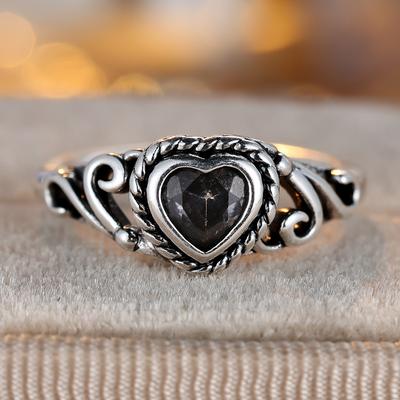 Anelli a forma di cuore color argento vintage per donne, modello di intaglio etnico, anelli vuoti, regali di gioielli per feste
