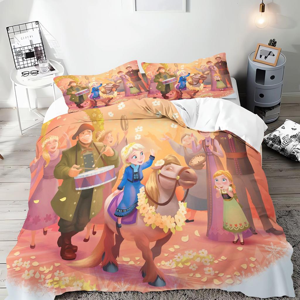 Frozen Princess Elsa and Anna 3-Piece One Piece Bedding Set Comforte Luxus Exquisite Birthday Gift 100% Polyester Home Decor