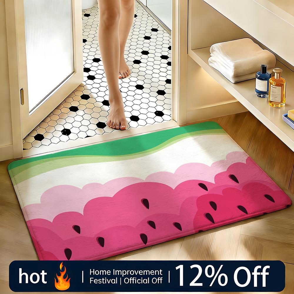 Soft Absorbent Non-Slip Rug Cartoon Watermelon Floor Mat Home Decor Doormat Bedroom Floor Mat Shower Carpet