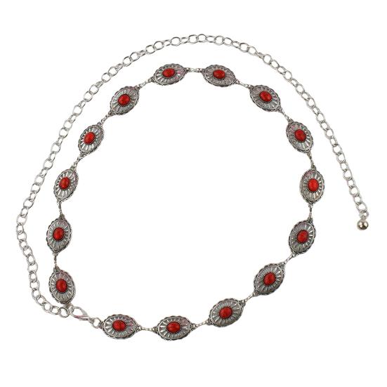 

Цепочка на талию в этническом стиле ретро в богемном стиле, элегантный искусственный синий бирюзовый женский пояс-цепочка для тела красный