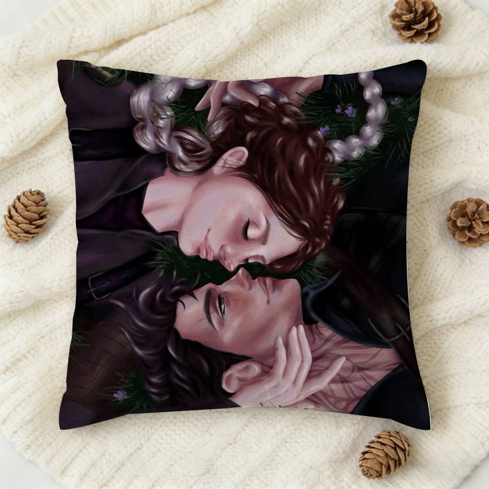 F-Fourth Wing Xaden Violet Double-Sided Printed Square Decorative Cushion Cover For Sofa Living Room Home Decor