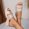 Fashion Shiny Crystal Wedges Sandals for Women Butterfly Decor Chunky Platform Casual Slippers 2025 Summer Thick Sole Non Slip Slides