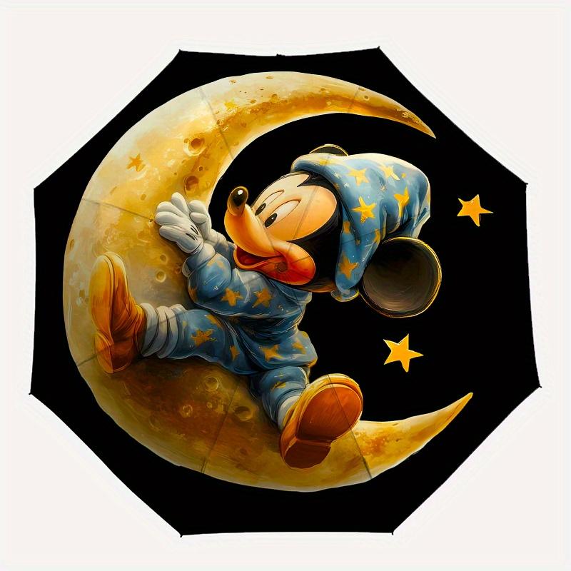 

Disney Mickey Mouse,Moon,Stars Manual Opening and Closing Umbrella - 8-Rib Reinforced Folding Design, Lightweight and Portable, Suitable for