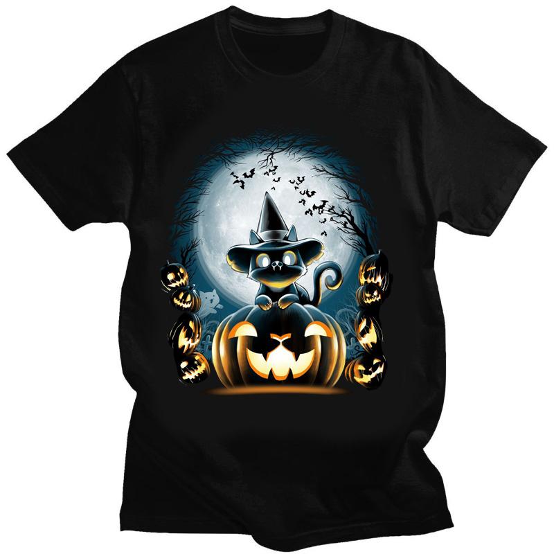 Halloween Szkielet Zabawny T-shirt Mały Duch Kreatywny Prezent T-shirty Casual Krótki Damski Męski Odzież T-shirty Top Streetwear