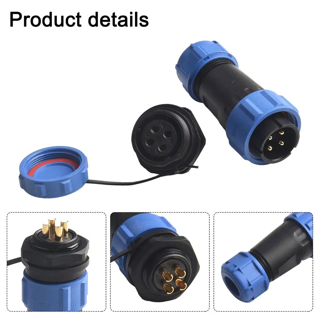 SP21 4Pin Waterproof Aviation Connector Gold-Plated Brass Connector IP67 Protection For Machinery Lighting