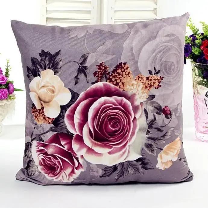 Home Decor Printing Dyeing Peony Sofa Bed Pillow Case Cushion Cover