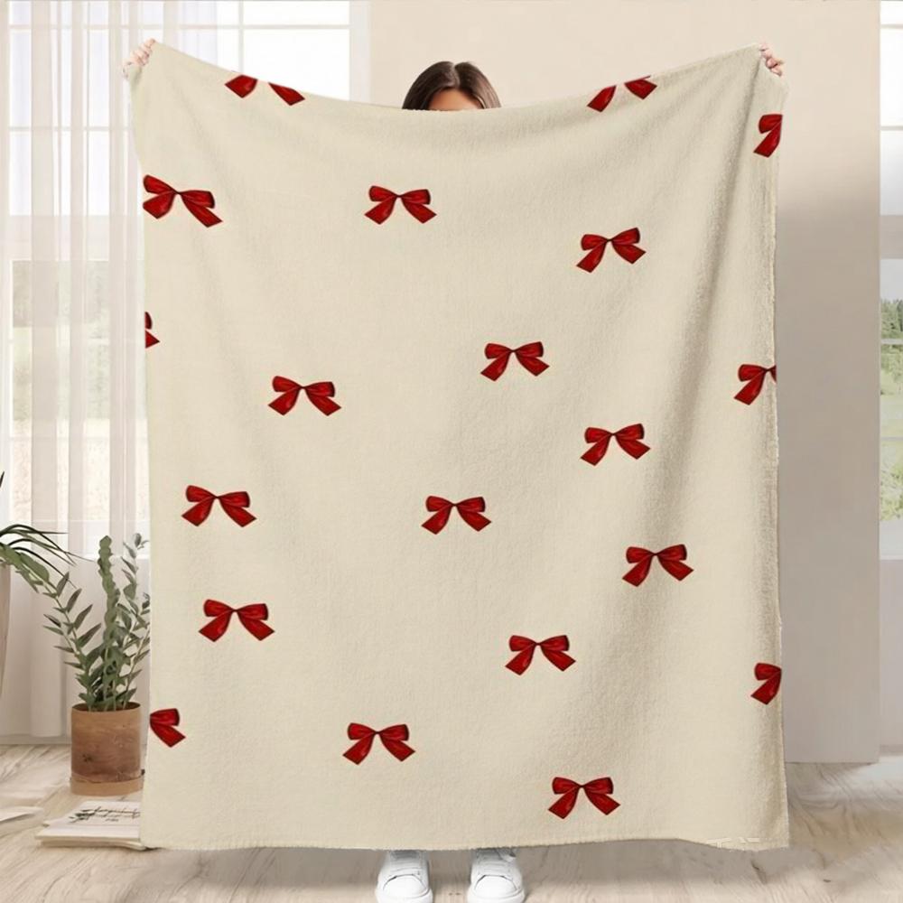 Classic Ribbon Motif Cozy Bed Blanket Versatile Home Decor Gift Idea For Gym Dance Studio Lounge Room