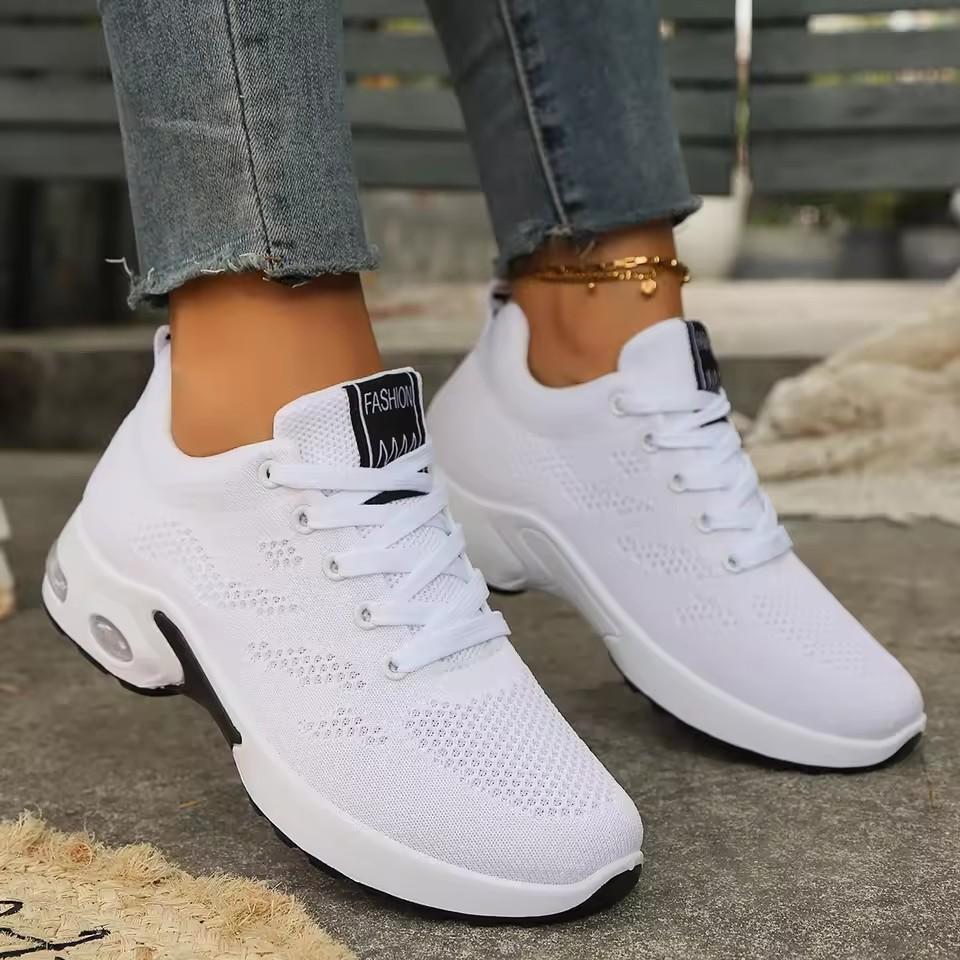 Fashionable Women Lace Up Sneakers Breathable Material Stylish Appearanc Gorgeous Casuais Lightweight Mesh Anti Fatigue Shoes