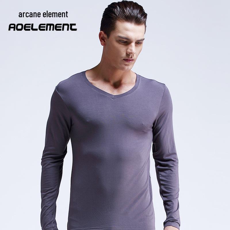 Men's Slim V-Neck Thermal Top - Lightweight Autumn/Winter Undershirt