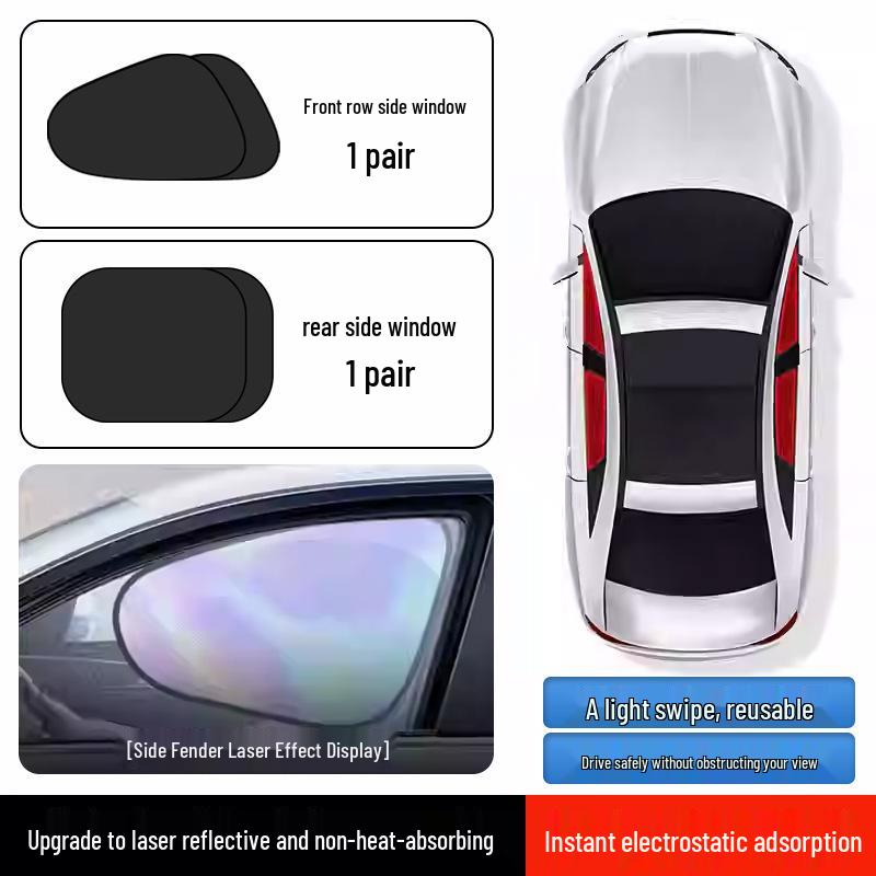 Magnetic Car Side Sunshade: UV Protection, Heat Insulation, Clear View Sunshade Curtain