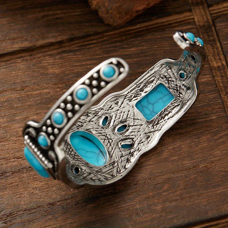 Women's Vintage Bohemian Jewelry Cuff Bracelet with Faux Turquoise Opening Adjustable Bracelet Holiday Party AccessoriesGood product