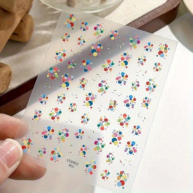 3D Simple Line Color Ball Decorative Nail Stickers, Cute Colorful Round Self-Adhesive Nail Stickers and Decals