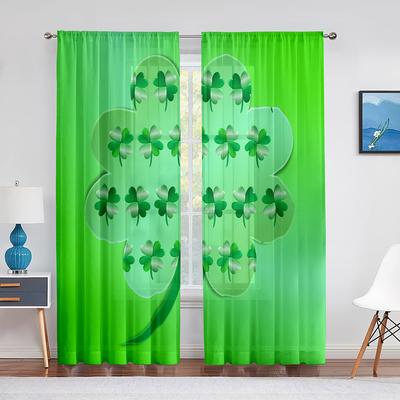 Tenda Voile Trasparente Verde Trifoglio di San Patrizio per Soggiorno per Tende a Rullo Finestra Tende Tulle Camera da Letto Cucina