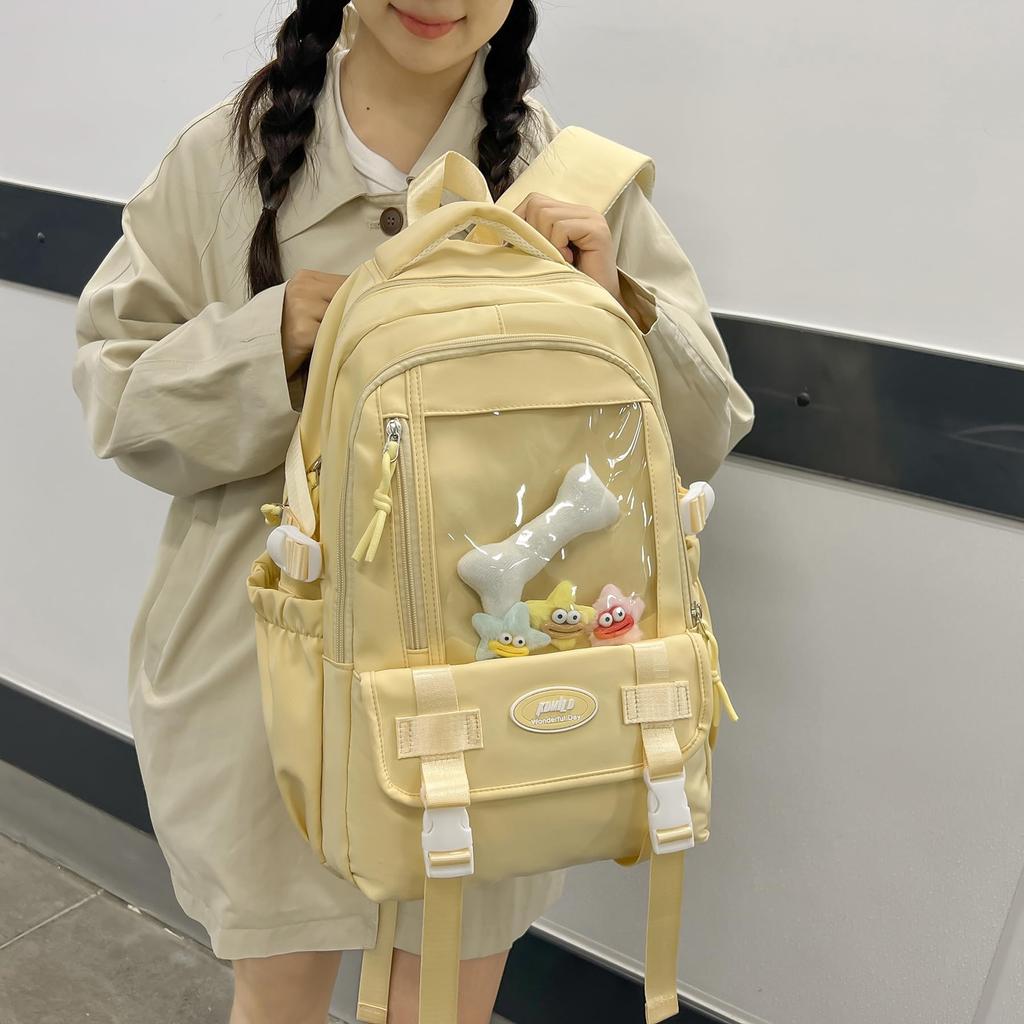 ZESU Large Capacity Korean PVC Perfect for and Elementary School Students Women's Backpack, Ita-Bag Backpack, Transparent, Commuting, School, (Black)