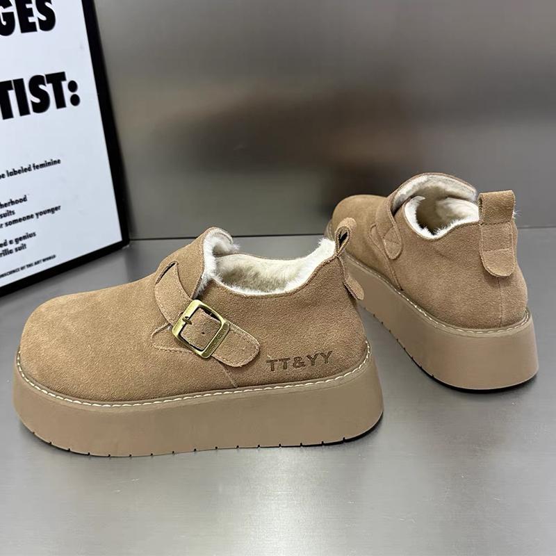 Fur Platform Women Ankle Boots Suede Flats Fashion Casual Shoes Woman 2025 Trend Winter Designer Walking Cozy Snow Botas Mujer