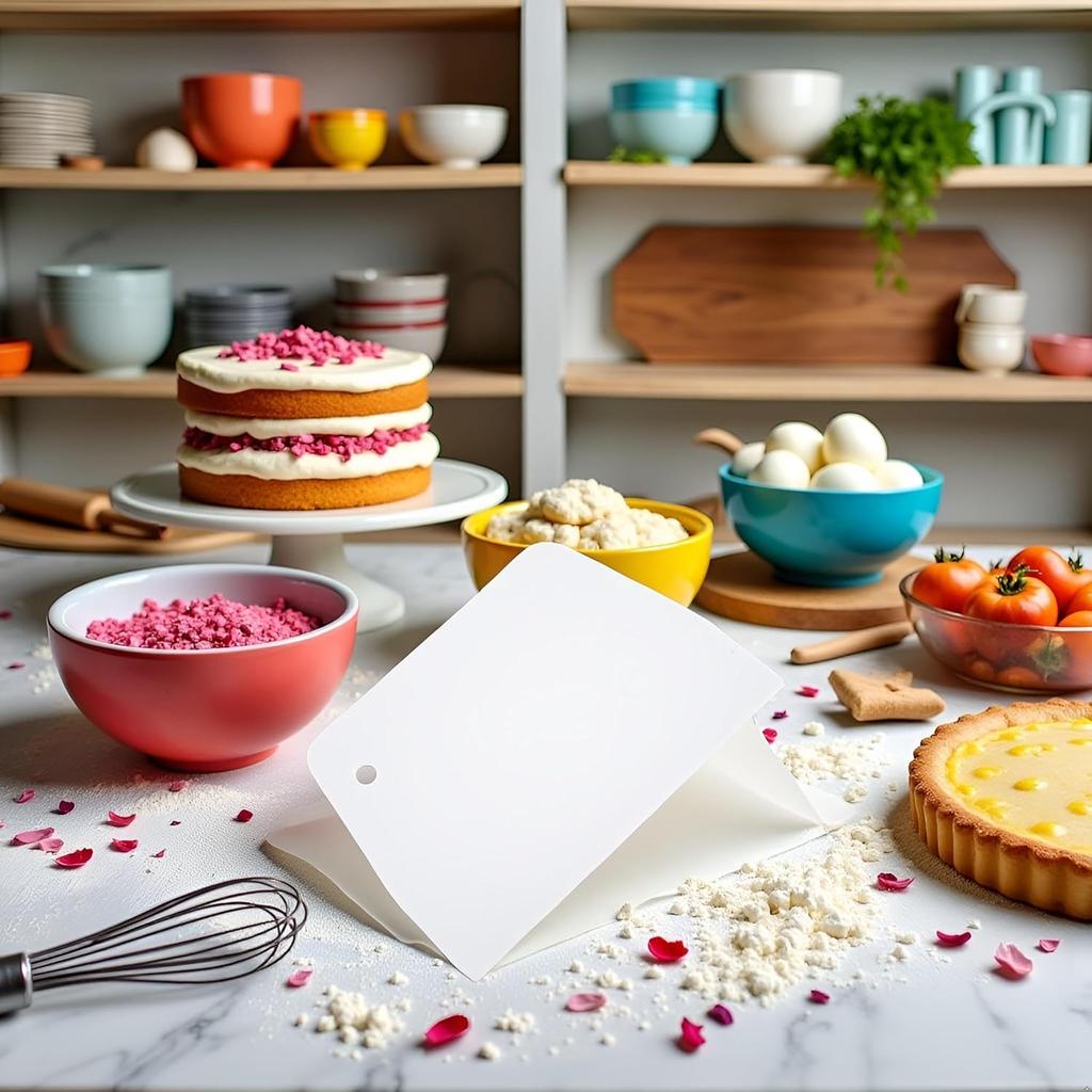 1Pc White Plastic Dough Scraper Cream Smooth Cake Flour Spatula Cutter Baking Pastry Tool Plastic Dough Scraper Tool,Essential for Baking and Cooking