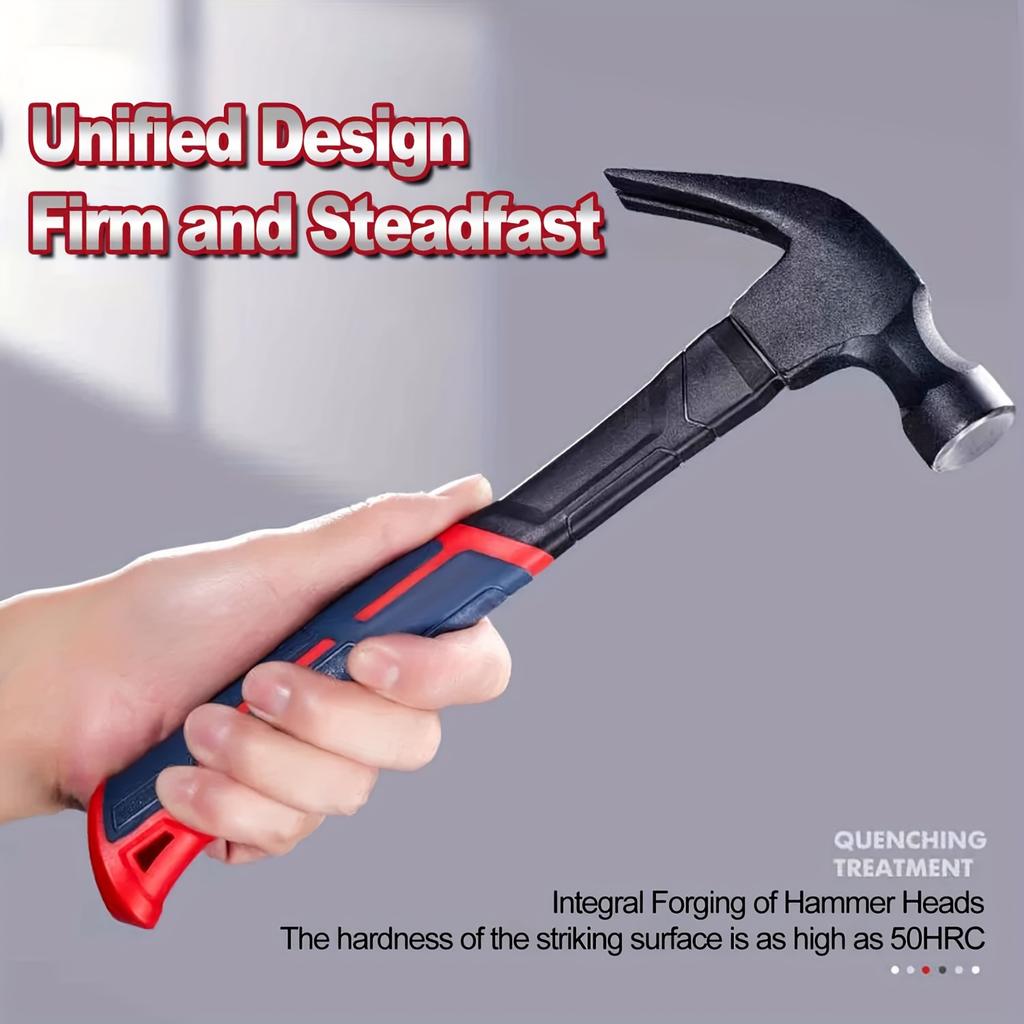 Multi-Purpose High Carbon Steel Claw Hammer with Ergonomic Handle & Non-Slip Grip, Durable Woodworking Tool for DIY, Home Repair