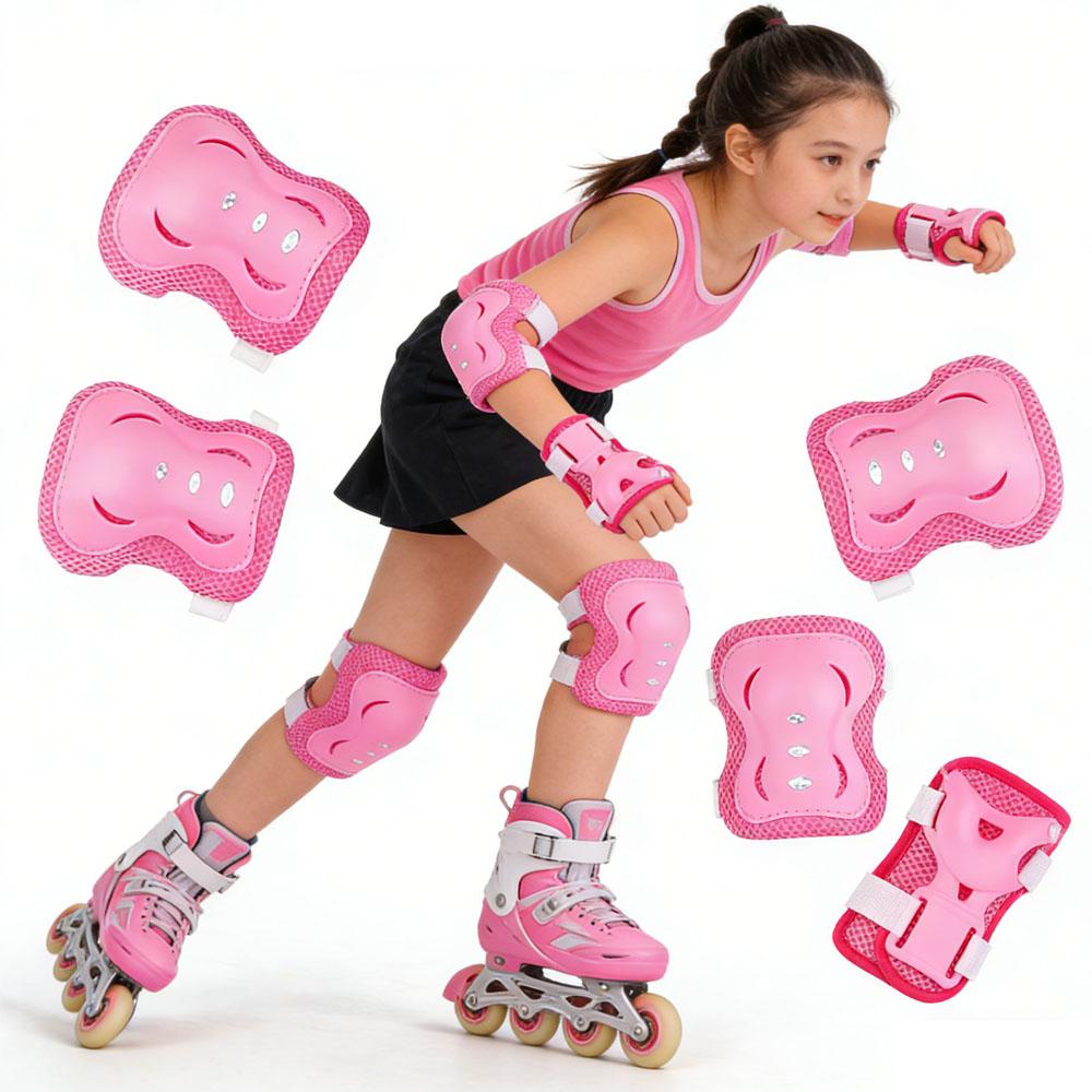 Kids Knee Pads Elbow Pads Age 3-7 Toddler Boys Girls, 6 In 1 Protective Gear Safety Set with Wrist Guard for Skating Cycling Ne