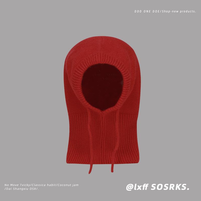 

Korean Balaclafa Hat for Women In Winter Warm Hat Scarf Integrated Ear Protection Couple Wool Knit Hat 56-60cm