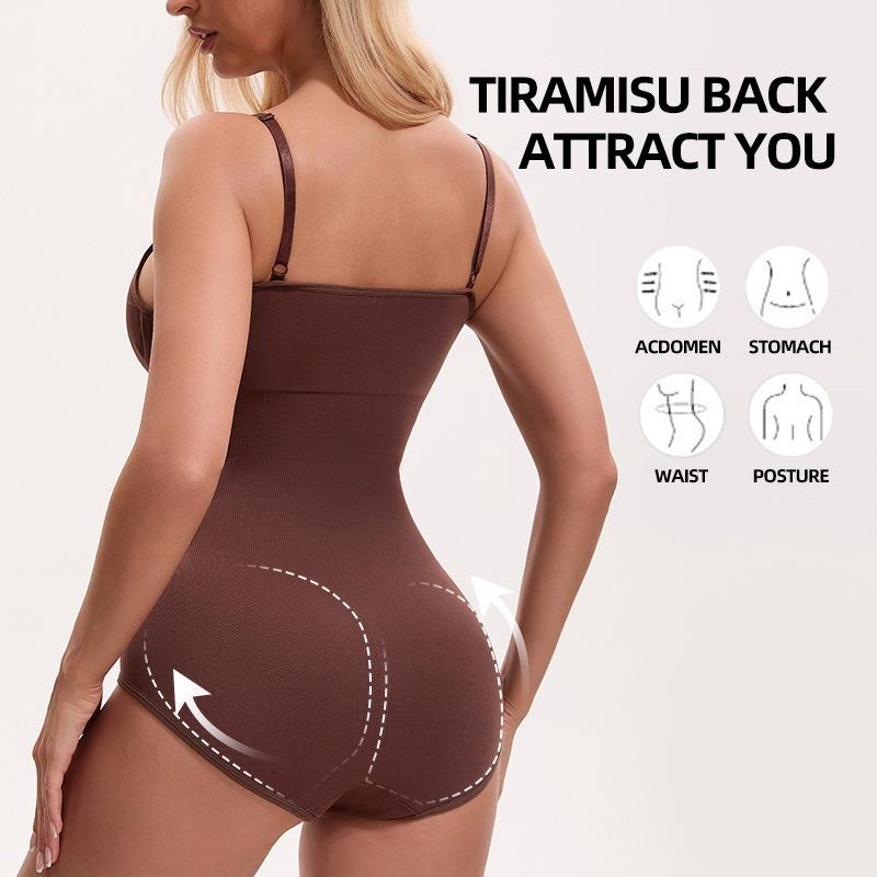 Damen Spaghetti-Träger Knopf Ganzkörper-Formwäsche Bauchkontrolle Taillenformer Bodysuit