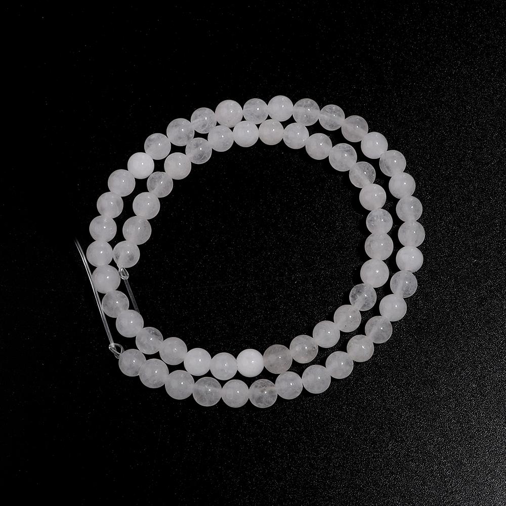 4/6/8/10/12mm Natural White Chalcedony Stone Beads Round Loose White Jade Stone Beads For Jewelry Making DIY Bracelet Necklace