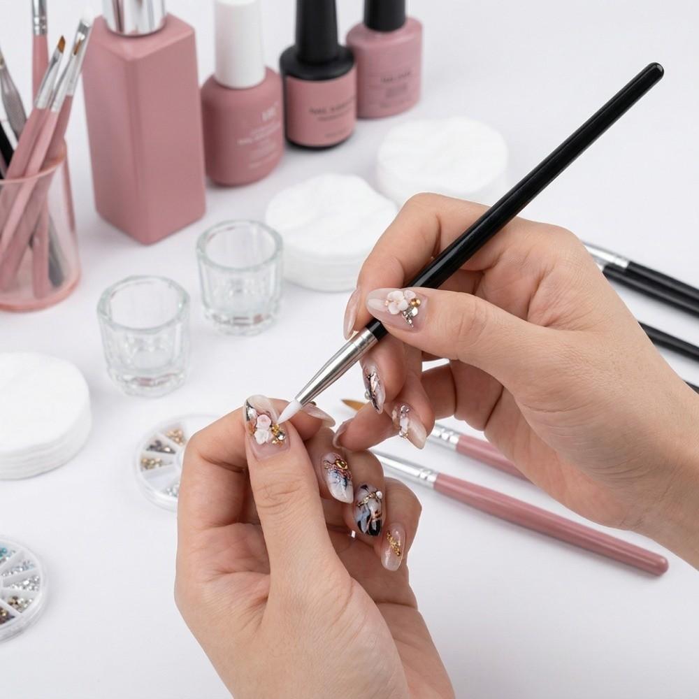 5PCS Ultra Soft Silicone Nail Silicone Pen Black Pole 6.7in Nail Art Sculpture Tool Hollow Carving Silicone Embossing Pen