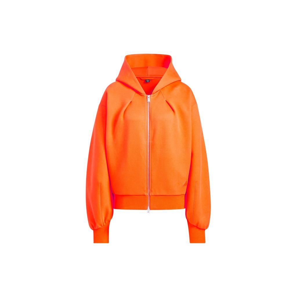 Adidas Spacer Full-Zip Hoodie Solid Color Sports Casual Loose Fit Jacket Women Hoodies Half-Impact-Orange JJ3800