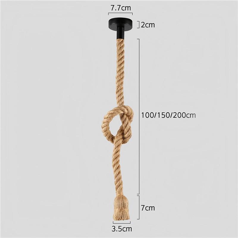 Vintage Hemp Rope Pendant Cord E27 Socket Creative Retro Lighting Accessory