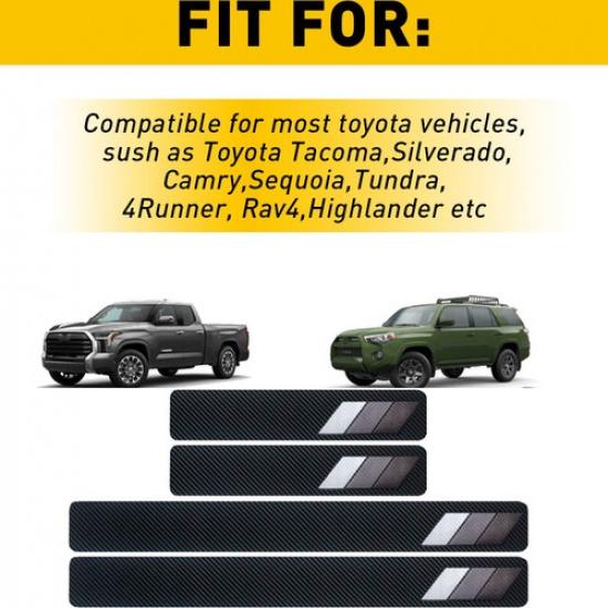 4Pcs Carbon Fiber Sticker Fit Car Sill Door Protector Door Step Toyota Plate