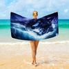 Aesthetic Cosmic Wolf Galaxy Beach Towel Picnic Mat Blanket Outdoor Indoor Decor Wild Camping Print