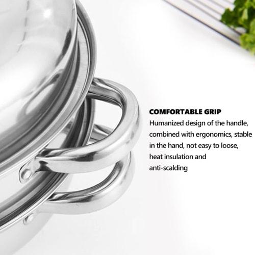 Premium Double Boiler Stackable Steamer Pot, Stainless Steel 2-Tier Vegetable Cooker for Stock, Sauces, and Other Foods