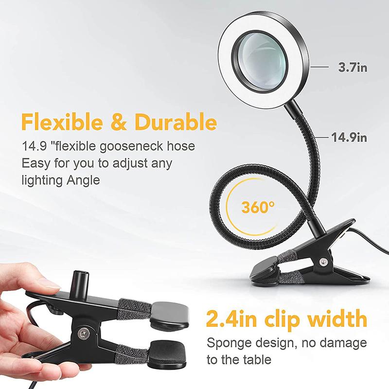 10X Magnifying Glass With 3 Color Modes LED Lighted Desk Lamp LED Magnifier Lamp for Reading Crafting Painting Close Work