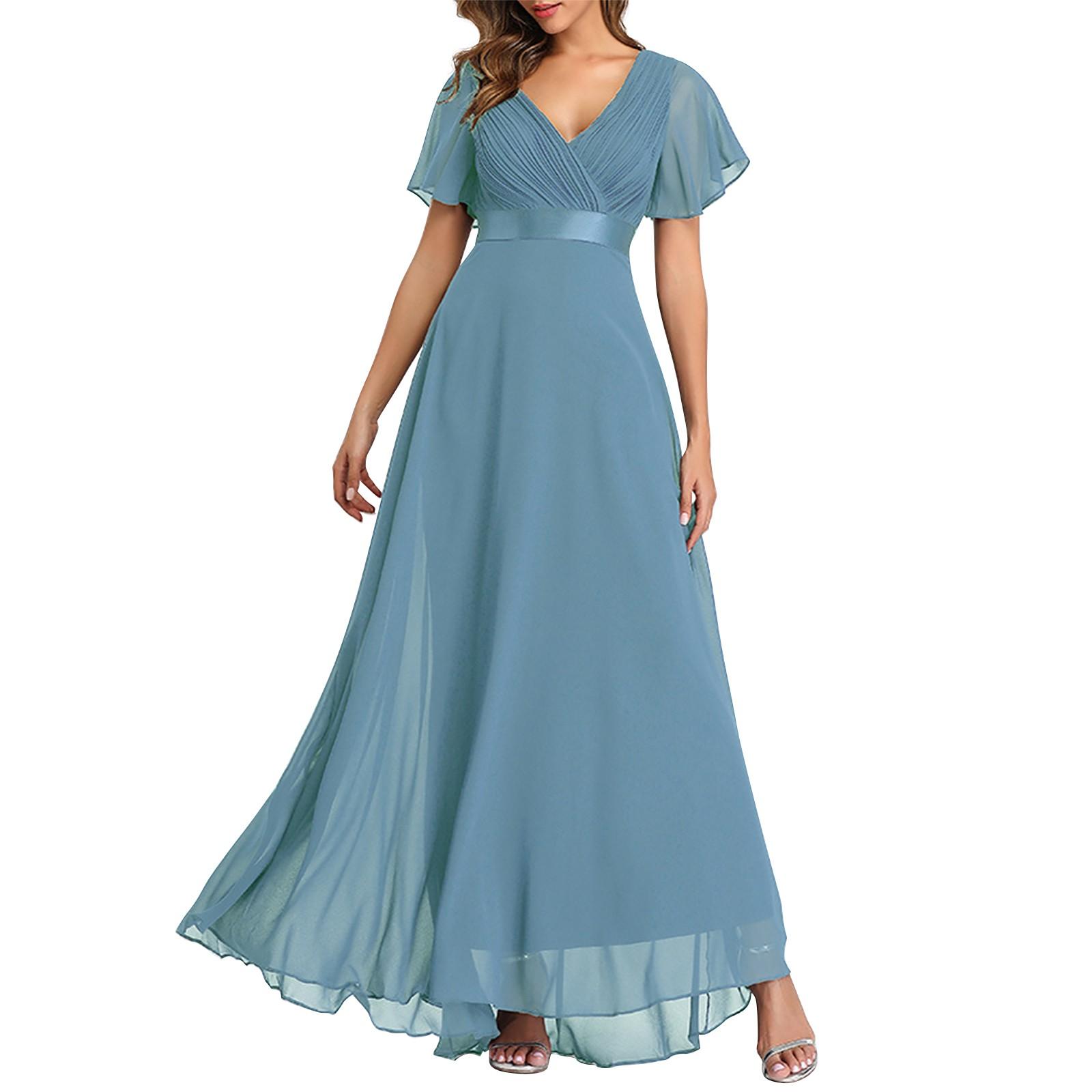 

Женские платья подружки невесты с короткими рукавами, платья для матери невесты, шифоновое вечернее платье чайной длины, официальное свадебное платье L