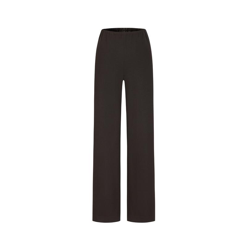 Jiuzi Anna Kou Simple and Comfortable Elastic Waist Knitted Texture Wide Leg Casual Pants for Women 2024 Autumn New Collection