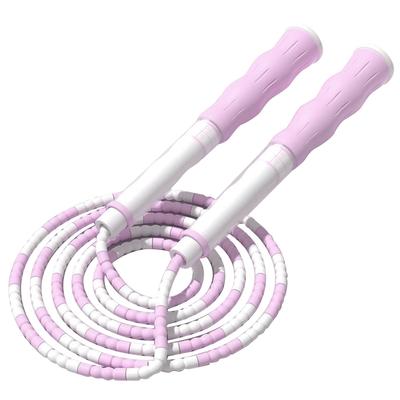 Kids Jump Rope Adjustable Length High Flexibility Anti Slip Handle Beaded Skipping Rope for Home School Exercise Purple