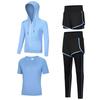 Kids' Quick-Dry Long Sleeve Hooded Yoga Set for Girls - Medium & Large Sizes, Autumn/Winter