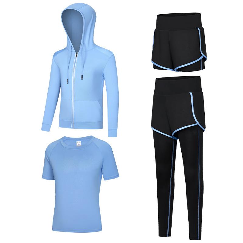 Kids' Quick-Dry Long Sleeve Hooded Yoga Set for Girls - Medium & Large Sizes, Autumn/Winter