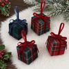 Plaid Xmas Tree Pendant Velvet Christmas Tree Gift Bag  Festive Atmosphere