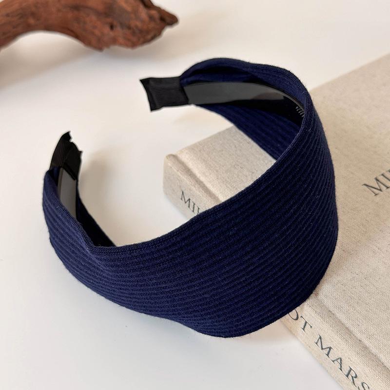 Retro Knitted Widening Headband Woman Elegant Hair Hoop Solid Color Wide Hair Band Female Fashion Autumn Winter Hair Accessories