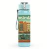 1PC Amsterdam Vintage Building 750ml Color Plastic Sports Water Bottle Leakproof Flip Straw Lid For Sports Office Home Use